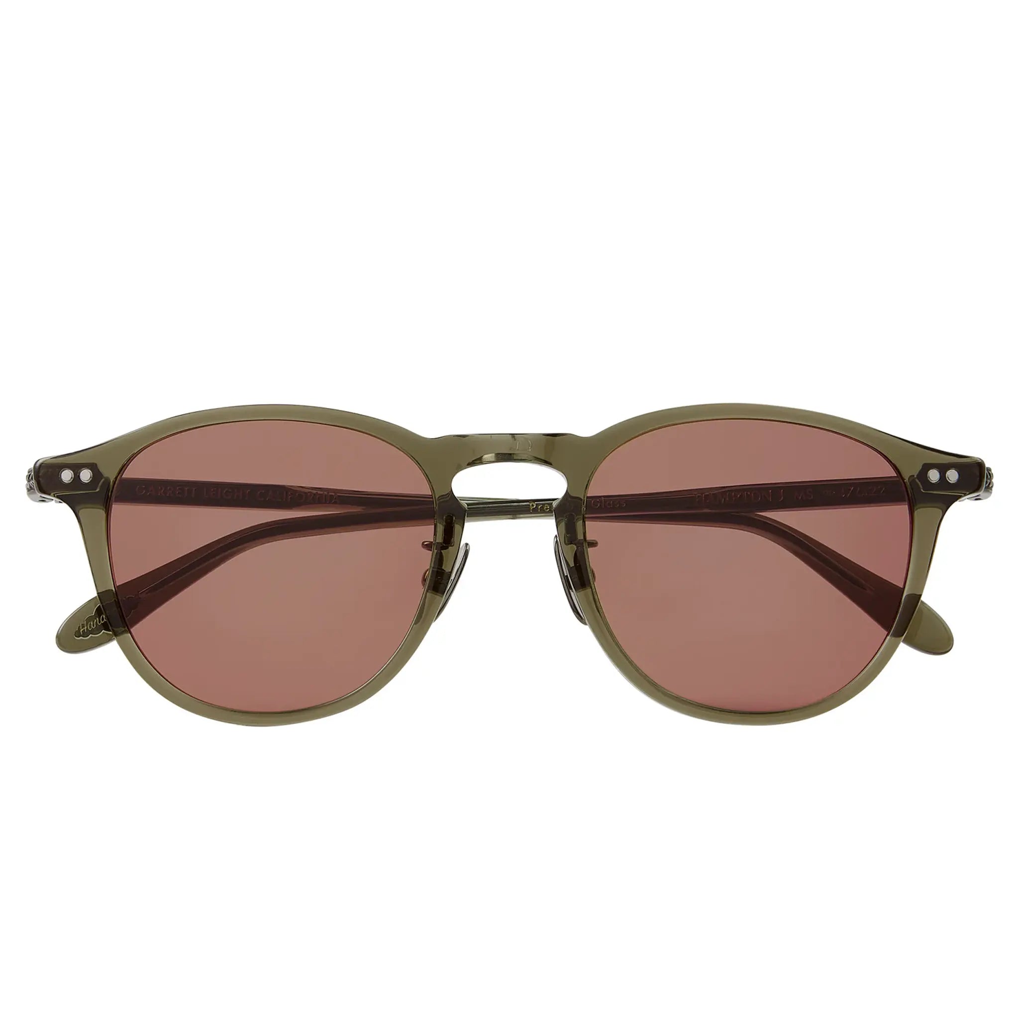 Front View of Garrett Leight Hampton J Forever Classic Moss Sunglasses 2165-47-MS/PRW